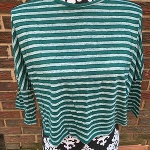 Striped 3/4 Crop T-Shirt